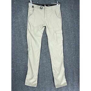 Prana Stretch Zion Pants Men's 30x34 Beige Nylon Belted Waist Outdoors Slim fit